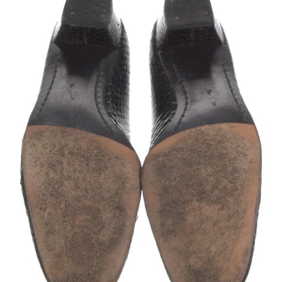 HELENE ARPELS (AS IN VAN CLEEF ARPELS) BLACK SNAKESKIN LEATHER W/GOLD ROPE CHAIN - Picture 5 of 5